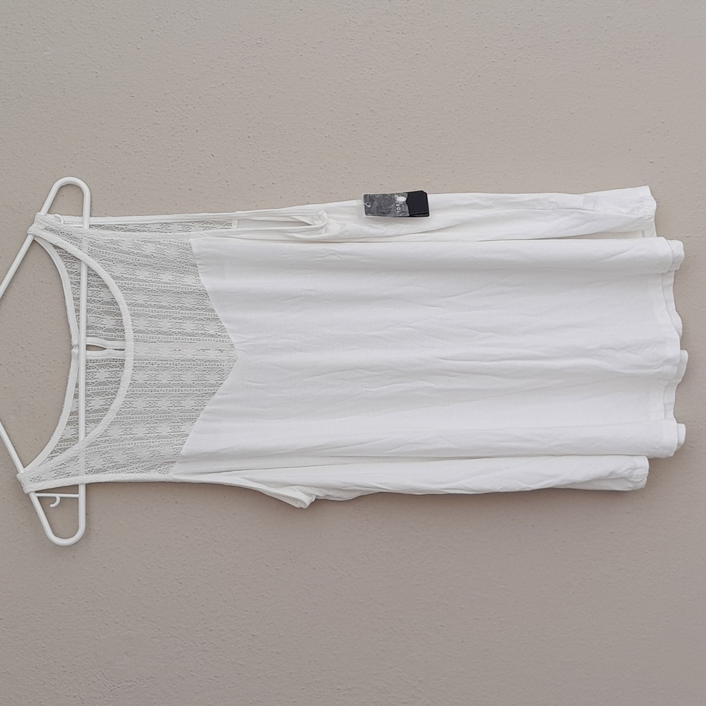 Torrid Tank Top Mesh Lace Yoke White Super Soft Tee T-Shirt Plus Size 2